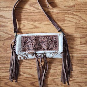 Genuine Handmade Cowhide Leather Fringe Crossbody Bag